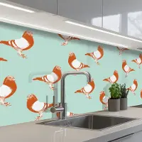 KitchenYeah Keuken achterwand 250x80 cm - Spatscherm zelfklevend Duif - Vogel - Patroon - Muurbeschermer - Spatwand fornuis