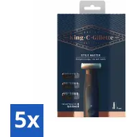 King C. Gillette 5 x - Stoppelbaardtrimmer - Style Master - Met 3 Navulmesjes - 4D Mes - Flexibele Kop - Trimlengte - Waterbestendig - Duurzaam