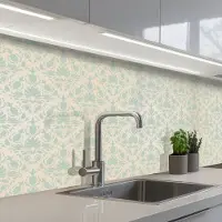 KitchenYeah Keuken achterwand 150x80 cm - Spatscherm zelfklevend Damast - Vintage - Pastel - Design - Muurbeschermer - Spatwand fornuis