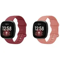 Strap-it Bandjesset geschikt voor Fitbit Versa 3/4, Sense/Sense 2 – 2x Siliconen Bandje – Wijnrood & Roze – Maat S