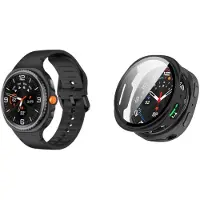 Strap-it Bundel – siliconen horlogebandje (zwart) + zwarte hardcase met screenprotector – geschikt voor Samsung Galaxy Watch 8 40mm