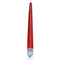 Kerst Set Van 4 Adventskaarsen in Wit en Rood Als Kabouter H/Ø 25 x 4,5 cm