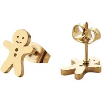 Vibe - X-Mas - Cookie man - oorbel -oorknop - - goud - juweel - geschenk -feestdagen