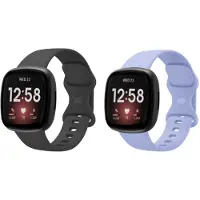 Strap-it 2-Pack Siliconen Smartwatch Bandjes (Lavendel & Zwart) – comfortabel & zweetbestendig – geschikt voor Fitbit Versa 3/4 & Sense/Sense 2 – Maat S