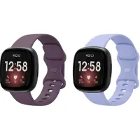 Strap-it Smartwatch bandjes set – siliconen horlogebandjes geschikt voor Fitbit Versa 3 / Versa 4 / Sense / Sense 2 – Donkerpaars & Lavendel – Maat S (2-pack)