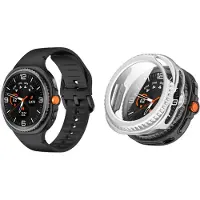 Strap-it Bundel: Siliconen Bandje met Gespsluiting (Zwart) + Hard Case Hoesje met Screenprotector (Zilver) – Comfortabel & beschermend – geschikt voor Samsung Galaxy Watch 8 Classic (46mm)