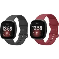 Strap-it Bandjesset geschikt voor Fitbit Versa 3/4, Sense/Sense 2 – 2x Siliconen Bandje – Wijnrood & Lavendel – Maat S