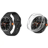 Strap-it Bundel: Siliconen bandje met gespsluiting (zwart) + TPU Soft case hoesje (transparant) – stijlvol & beschermend – geschikt voor Galaxy Watch 8 Classic 46mm