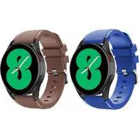 Strap-it Bundel – Siliconen Bandje Blauw + Bruin – geschikt voor Samsung Galaxy Watch 7 / 6 (Classic) / 5 / 5 Pro / 4 (Classic) / Watch FE – Comfortabele & Stijlvolle Smartwatch Bandjes