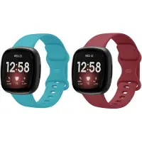 Strap-it Bandjesset geschikt voor Fitbit Versa 3/4, Sense/Sense 2 – 2x Siliconen Bandje – Aqua & Wijnrood – Maat S