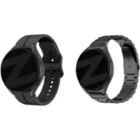 Bandz Bundel: Siliconen band ‘Extreme’ Zwart + Stalen band ‘Classic’ Zwart – geschikt voor Samsung Galaxy Watch 7 / 6 (Classic) / 5 (40 & 44mm, Pro) / 4 (Classic) / FE – sportief & luxe design