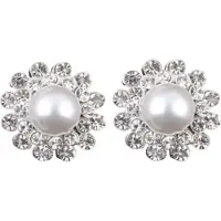 Charme Bijoux Clip oorbellen - Strass- parel look- zilverkleur- geen gaatje-