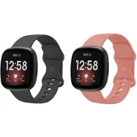 Strap-it 2-Pack Siliconen Smartwatch Bandjes (Roze & Zwart) – comfortabel & zweetbestendig – geschikt voor Fitbit Versa 3/4 & Sense/Sense 2 – Maat S