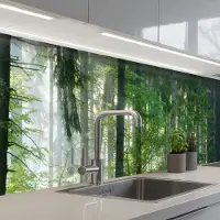 KitchenYeah Keuken achterwand 300x60 cm - Spatscherm zelfklevend Natuur - Bomen - Bos - Groen - Zon - Gras - Planten - Muurbeschermer - Spatwand fornuis