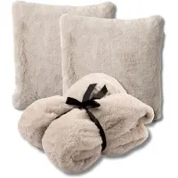 Dutch decor - VOORDEELSET - 3-delig - Zaya & Lize - 2 sierkussens 45x45 cm, 1 plaid 140x180 cm - beige