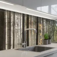 KitchenYeah Keuken achterwand 300x60 cm - Spatscherm zelfklevend Zon - Takken - Bomen - Bos - Natuur - Muurbeschermer - Spatwand fornuis