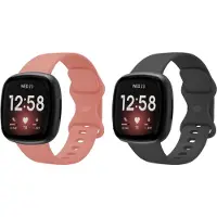 Strap-it Bundel – 2x Siliconen Smartwatch Bandje – geschikt voor Fitbit Versa 3 / Versa 4 / Sense / Sense 2 – Roze (Maat L) + Zwart (Maat L)