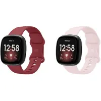 Strap-it siliconen smartwatch bandjes set (Wijnrood & Zandroze) – geschikt voor Fitbit Versa 3/4/Sense/Sense 2 – comfortabel, flexibel & waterbestendig – maat L