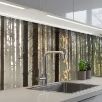 KitchenYeah Keuken achterwand 500x80 cm - Spatscherm zelfklevend Zon - Takken - Bomen - Bos - Natuur - Muurbeschermer - Spatwand fornuis