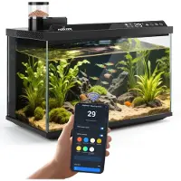 Nobleza SA01 - Smart Aquarium 30L - App/Google Assistant/Alexa-bediening - Slim aquarium met drievoudige filtratie, afstandsbediening voor voeren, automatische afvoer met één druk op de knop - Zwart