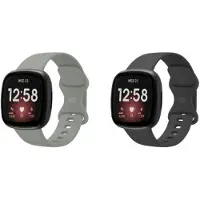Strap-it siliconen smartwatch bandjes set (Grijs & Zwart) – geschikt voor Fitbit Versa 3/4/Sense/Sense 2 – comfortabel, flexibel & waterbestendig – maat L