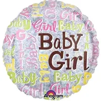 Amscan - Folieballon Baby Girl Holografisch 45 cm
