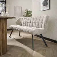 Dimehouse Eetkamerbank Lino Chenille Stof Rich Zand 180 cm Geblokt - Velvet - Modern -