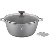 ROYAL SWISS – Pan Ø32 cm – 9,5 L – Marmeren Coating – Koudgrepen – Geschikt voor Alle Warmtebronnen inclusief Inductie – Met Glazen Deksel