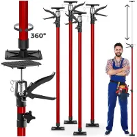 TecTake - set van 4 plafondsteunen 115 - 290 cm - rood - 402401