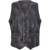 Infinity Leather Bruinen lederen vest formeel traditioneel giletvest