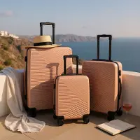 Infinity Leather Harde koffer in roségoud, robuuste handbagagekoffer met 8 wielen