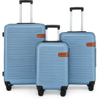Infinity Leather Hardshell Blue Navy Cabine Kofferset Robuuste ABS Lichtgewicht Bagage Vakantietas