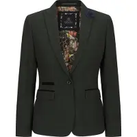 TruClothing Dames Tweed Groen Geruit Blazer Wollen Klassieke Jas