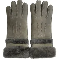 Infinity Leather Dameshandschoenen van echt grijs schapenvacht suède met oprolbare/neerwaartse manchetten