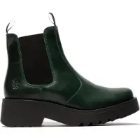 Fly london Dames Petrol Green MEDI789 Wedged Chelsea Enkel Leren Platform Laarzen