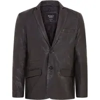 Infinity Leather Heren Zwart Slim Leren Italiaanse Blazer Jas-Somero