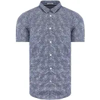 Pepe Jeans Steve Slim Fit Korte Mouwen Bedrukt Blauw Wit Heren Overhemd PM305850 0AA