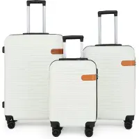 Infinity Leather Hardshell Cream Cabine Kofferset Robuuste ABS Lichtgewicht Bagage Vakantietas