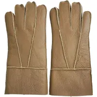 Infinity Leather Unisex bruine schapenvacht leren handschoenen met oprolbare/neerwaartse manchetten
