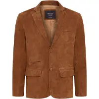 Infinity Leather Heren Tan Slim Goat Suede Italiaanse Blazer Jas-Somero