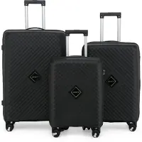Infinity Leather Dubbele 4-wiel robuuste lichtgewicht TSA harde schaal zwarte koffer bagage reistassen set