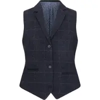 TruClothing Marineblauw, getailleerde tweed formeel gilet voor dames