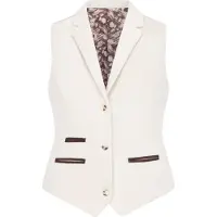 TruClothing Crèmekleurig getailleerde damesvest van wolmix tweed