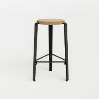 TIPTOE Mi Lou Barkruk - 66 cm Solid oak | Graphite Black | Triangle
