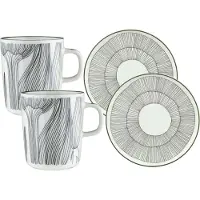 Marimekko Kukat Puhkeavat Ontbijtset Zwart / Wit / Woudgroen - Servies & serviessets Steengoed Black - 074677-196