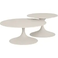 Suns Nova loungetafelset 60xH40 cm en 80xH35 cm rond sintered stone camel sand