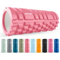 Tunturi Yoga Grid Foam Roller - Massage Roller - Foamroller - Fitness Roller - Rose Goud - 33cm - Incl. gratis fitness app