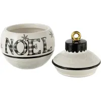 J-Line voorraadpot Kerstmis Bal Rond Dolomiet - keramiek - zwart/wit