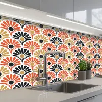 KitchenYeah Keuken achterwand 150x80 cm - Spatscherm zelfklevend Bloemen - Japan - Patronen - Muurbeschermer - Spatwand fornuis