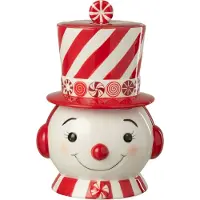 J-Line decoratie Kruik Sneeuwpop + Hoed Dolomiet - keramiek - rood/wit